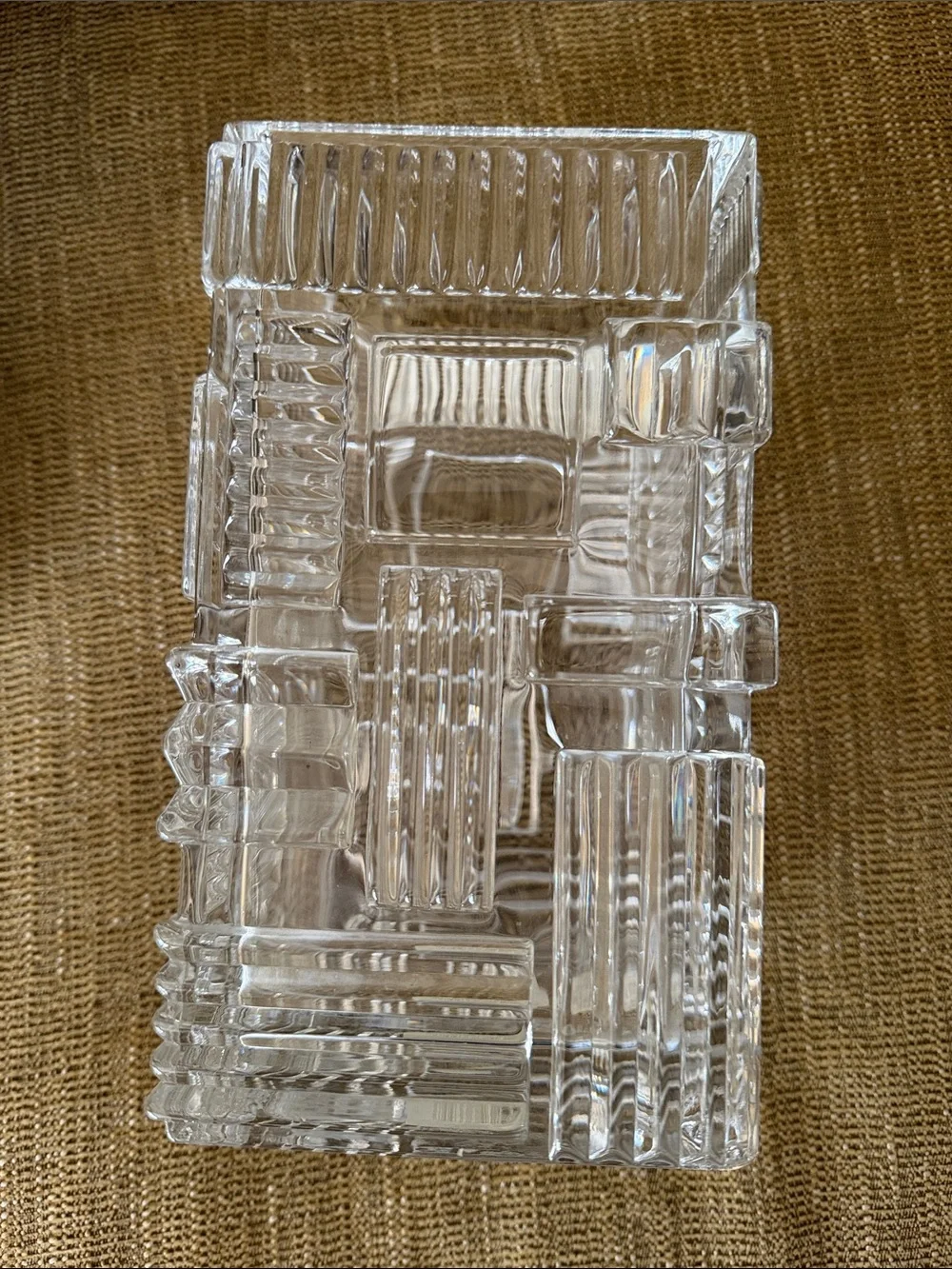 Marquis Waterford Clear Crystal Geometric design Cubist style vase gorgeous